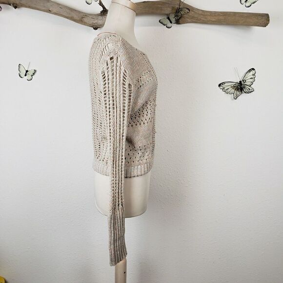 Free people open knit heathered crew neck sweater - Picture 6 of 7